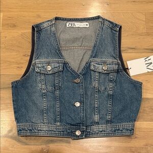 Zara Cropped Denim Vest NWT